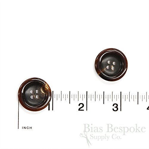 Set of 3 Dark Brown Genuine Horn Classic Overcoat Buttons, Made in Germany