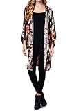 82 Days Women'S Poly Span Open Front Kimono Style Long Cardigan - Print