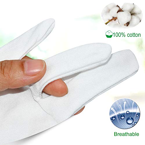 White Cotton Gloves Large for Moisturizing Dry Hands Eczema, Overnight
