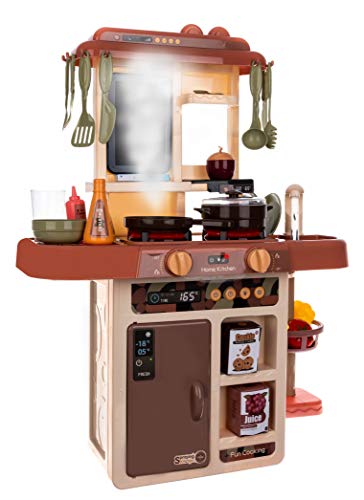 ISO TRADE Kinderküche Spielküche Zubehör Funktion Wasserhahn Kaltdampf 42 Elemente 9569, Farbe:Braun