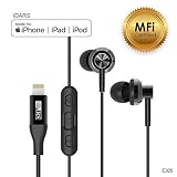 iDARS Lightning Headphone Earbud Earphone MFi Certified In-Ear Headphone with Microphone and Remote for iPhone X/ XS/ XS Max/ XR / 8/ 8Plus/ 7 / 7Plus/ iPad Pro/ iPad Air/ iPad Mini/ iPod (Black)