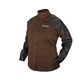 Black Stallion BSX BW9C/PS AngelFire Chocolate 9oz. Brushed Fire Resistant Cotton with Pigskin Grain Sleeves Welding Coat- Small