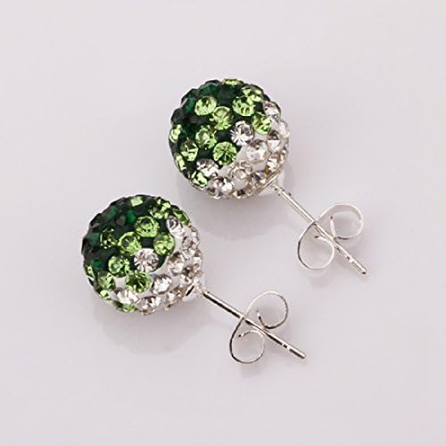 Fashion Women'S Jewerly Earrings Long Stick Gradient Dark Green Ball Zircon