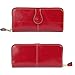Yafeige Women's RFID Blocking Luxury Large Capacity Bifold Genuine Leather Clutch Wallet with ID Window(Red)