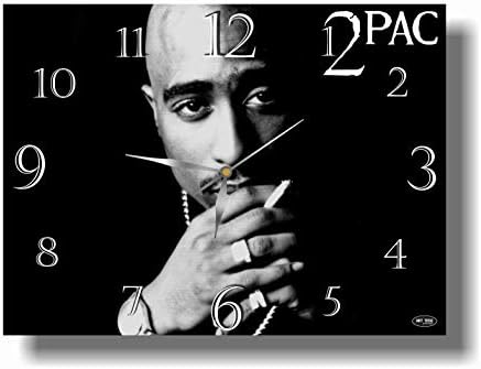Orangestudio Tupac Shakur 11" x 15" Handmade Wall Clock - Get Unique décor for Home or Office – Best Gift Ideas for Kids, Friends, Parents and Your Soul Mates