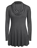 Meaneor Women's Soft Cowl Neck Long Sleeve A-Line Causal Tunic Top