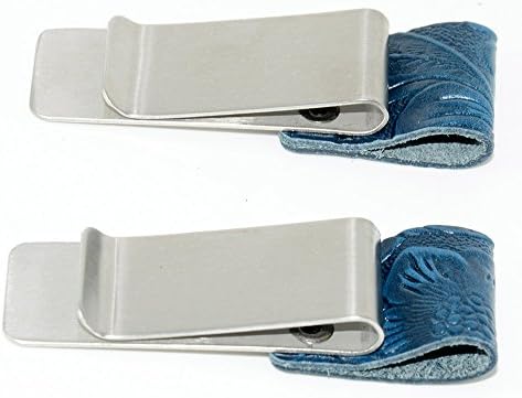 2 PCS Traveler Notebook Leather Pen Holder Pencil Pen Loop Steel Clip (Blue(Decorative pattern))