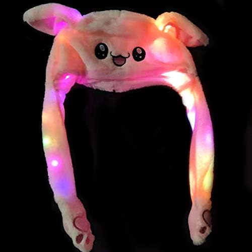 Ghair2 Rabbit Hat Ear Moving Jumping Hat Funny Bunny Plush Hat Cap Animal Hat for Women Girls Cap Party Gift, Winter Spring Warm Hat(s,Pink)
