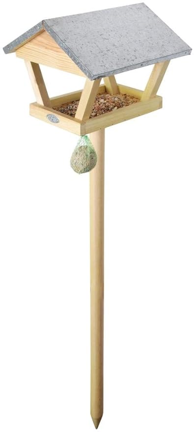 Esschert Design Bird Feeder With Roof On Wooden Stick With Hooks 5
