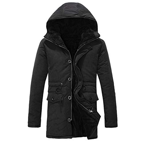 image for Realdo Men's Thicken Coat, Mens Winter Leisure Pure Color Hoodie Mediu