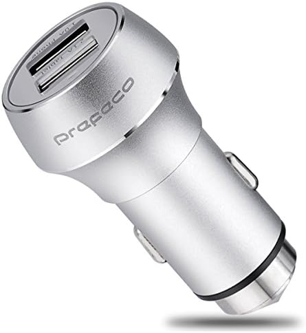 Car Charger, Prefeco Dual USB 2-Port 2.1A/ 1A 15W Aluminium alloy Cigarette PowerDrive Adapter for Cell Phones Tablets, Design with Life Escape Hammer