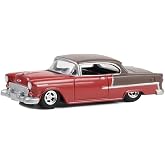 1955 Bel Air Lowrider Ruby Red and Matt Bronze California Lowriders Series 3 1/64 Diecast Model Car by Greenlight 63040A
