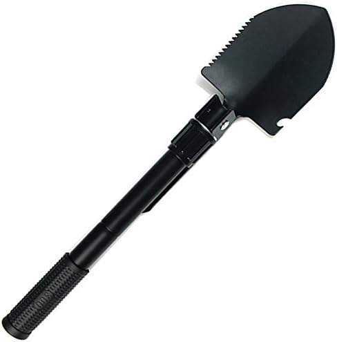 Mini Folding Shovel With Compass Portable Camping Spade for Survivall Multitool (Black Color)