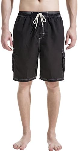 Mens Beach Board Shorts Swim Trunks with Cargo Pockets