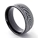 TEMEGO Jewelry Mens Stainless Steel Ring, Polished Finish Irregular patterns Band, Black