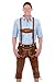 Bavarian Traditional Leather Trousers Lederhosen with Suspenders middlebrown