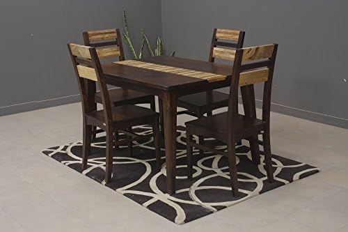 Heritage Prime Latin Solid Wood Four Seater Dining Table Set (Rich Brown Finish)