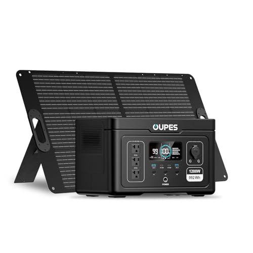 OUPES Exodus 1200 Solar Generator with 100W Panels Included, – 992Wh 1200W LiFePO4 Battery Power Station with Dual PD 140W Type-C, Smart App Control, UPS, Ideal for Camping, RV, Home Emergency