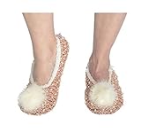 Snoozies Womens Nubby Knit Ballerina Comfort Sole Slippers - Shell Pink, Large