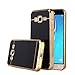TabPow Galaxy J7 Slim Case, Electroplate Glossy Finish, Drop Protection, Shiny Luxury Case for Samsung Galaxy J7 J700 (2015) - Black Gold