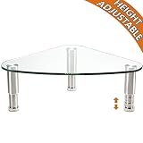 Clear Glass Computer Monitor Riser/Triangle Desktop Universal Corner Stand for Computer Monitor & Laptop HD01T-003