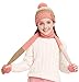 Kids Pom Pom Winter Hat and Scarf Set Warm Knit Beanie Cap and Long Scarf,Pink