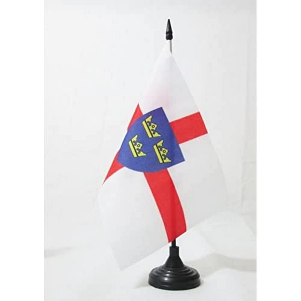 AZ FLAG East Anglia Table Flag 5'' x 8'' - East Anglia Office Decoration 100% Polyester 21 x 14 cm - Mini Desk Flag with Pole and Black Plastic Base