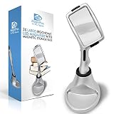 Large 3X Magnifying Glass with 10 Ultra Bright & [Dimmable] LED Lights+ Magnetic Base to Store Magnifier at Ease- Brightest & Best Magnifier with Lights for Reading, Aging Eyes, Seniors