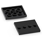 Feleph 60pcs Plates Parts Tile Modified 3x4 with 4 Studs in Center Black | Compatible with Figure Display Base Collector Series Pack Set 88646