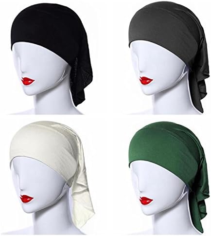 Ksweet 4pcs Women Hijab Underscarf Ninja Summer Tube Cap Head Cover Scarf