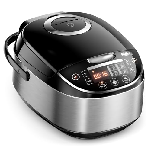 Feller Germany RC33 Digital Rice Cooker 3L (1L Rice Capacity) – 11-in-1 Multi Cooker, LED Display, Steamer, Timer & Non-Stick Pot – Electric Cooker (Black)