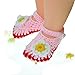 Outop Pink White Flower Baby Newborn Infant Girls Crochet Knit Socks Crib Casual Shoes Prewalker
