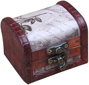 Verlike - Caja de joyería de madera, diseño retro con cerradura de