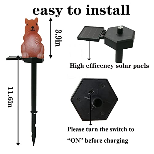 Garden Decor Squirrel Solar Lights Animal Outdoor Decorative Waterproof Solar Stake Light for Outdoor Patio Yard Pathway Porch