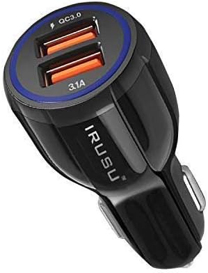 Irusu 6 Amps 2 Port Car Charger Adapter for Fast Charging with QC 3.0(Qualcomm Certified) for All Phones(Black)