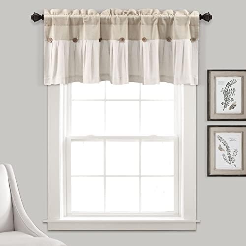 Lush Decor Linen Button Valance | 52"W x 18"L | Farmhouse Style | Coconut Husk Buttons | Pack of 12 Image Lush Decor Linen Button Valance | 52"W x 18"L | Farmhouse Style | Coconut Husk Buttons | Pack of 12 Image