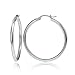Hoops & Loops 925 Sterling Silver 2mm Hoop Earrings for Women & Men, 14K Gold Plated, Rose Gold, Black Hypoallergenic Lightweight High Polished Click-Top Hoops 15mm-60mm