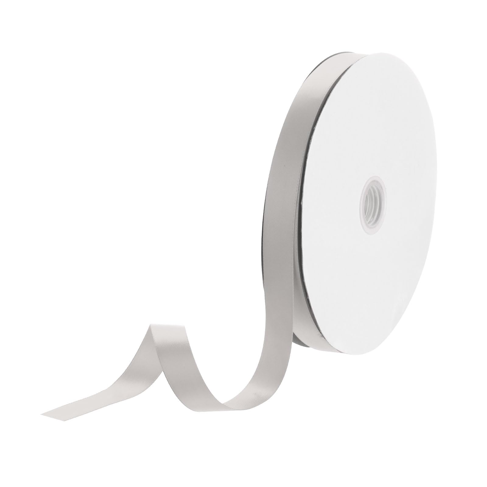 DMiotech 15mm Satin Ribbon 91m/300ft Thin Double Face Fabric Grosgrain Ribbon for Gift Wrapping Floral Hair Flower Bouquet, Light Grey