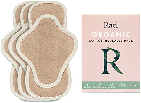 Rael Organic Reusable Cloth Pads - Thin Cloth Pads, Leak Free, Washing Machine Safe Menstrual