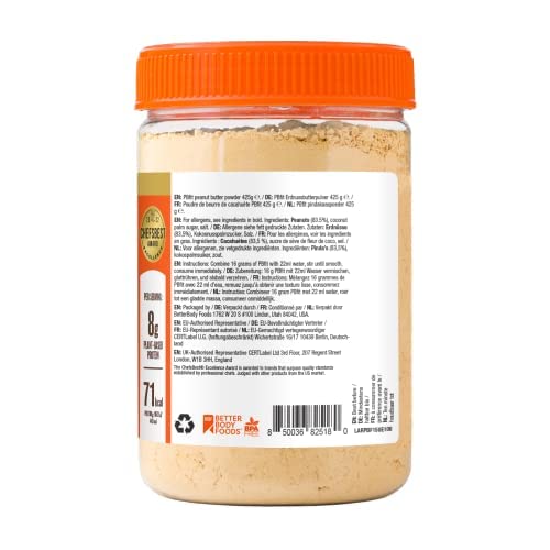 BETTERBODY FOODS PBFIT- ALL-NATURAL PEANUT BUTTER POWDER 15 OZ, PEANUT BUTTER POWDER FROM REAL ROASTED PRESSED PEANUTS, LOW IN FAT HIGH IN PROTEIN, NATURAL INGREDIENTS