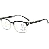Progressive Multifocus Reading Glasses Women Men Blue Light Blocking, Grey 2.5X