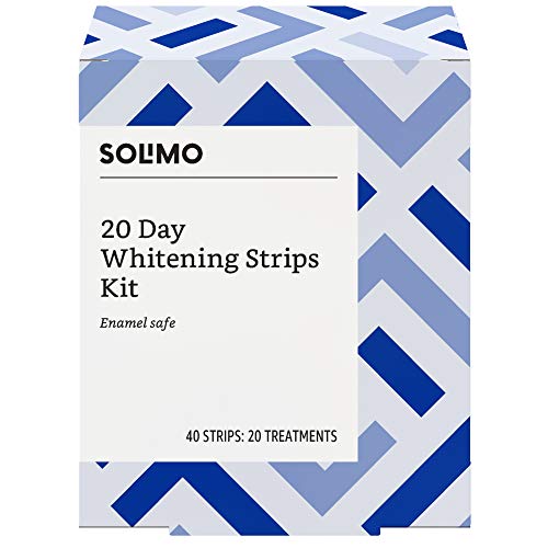 Amazon Brand - Solimo 20 Day Teeth Whitening Strips Kit, 20 Treatments