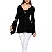 Minisoya Women's Asymmetric Bell Sleeve Lace-up Bandage Shirt Casual Blouse Loose Tunic Tops T-Shirt