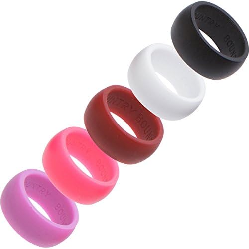 Country Bound Silicone Wedding Ring 5 Pack, Premium Quality Wedding-Bands for Active Women, Sports, Gym and Work Comfortable Fit & Skin Safe, Antibacterial.