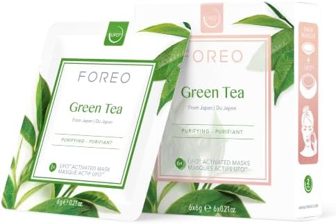 Green Tea UFO-aktivierte Gesichtsmaske für zu Unreinheiten neigende fettige Haut, 3er-Pack, reinigend, antioxidativ, Grüntee- & Ulmus-Extrakt, tierversuchsfrei, kompatibel mit UFO 2 & UFO