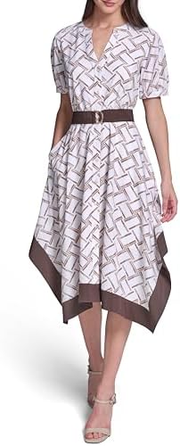karl lagerfeld paris women's puff-sleeve belted a-line dress KARL LAGERFELD Paris Women's Dresses a line,Black,14 at Amazon Women's Clothing store