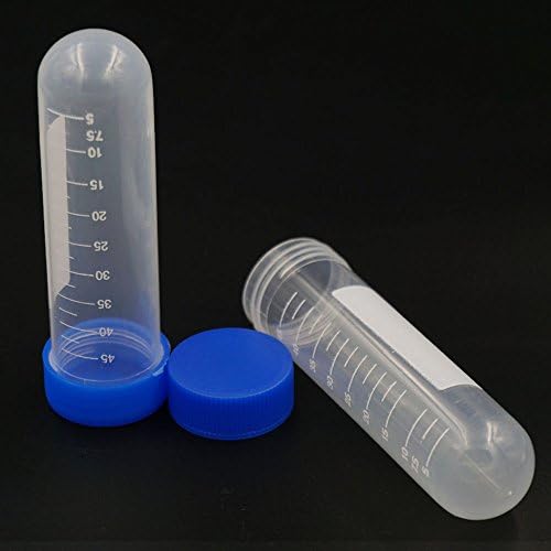 Bluemoona 10 Pcs - 50ml Specimen Container Empty With Security Screw Cap Sterile Plastic Sample Jar Blue Cap