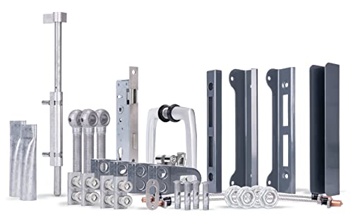 Alberts 652838 Juego de accesorios Flexo Plus, para puertas dobles, acero bruto, galvanizado en caliente antracita plastificado RAL 7016