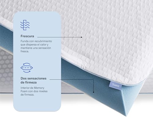 Luuna Almohada Comfort Flip, 2 en 1, con un Lado Firme y Otro Suave, Almohada Memory Foam 100%, Funda Fresca Que Regula Temperatura Cooling Stamp, Marca Mexicana, Tamaño Estándar