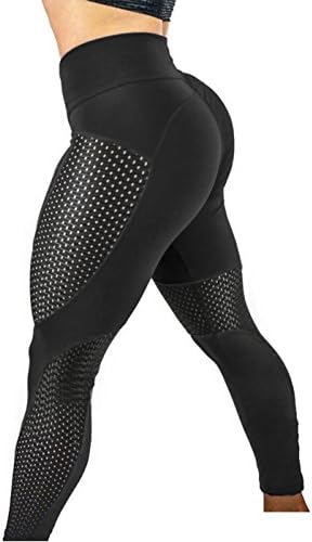 DCOIKO Women High Waist Fitness Stretchy Leggings Yoga Pants Sport Running Breathable Tights (S,Black)